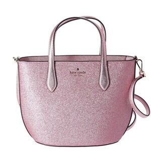 kate spade pink glitter tote with double handles